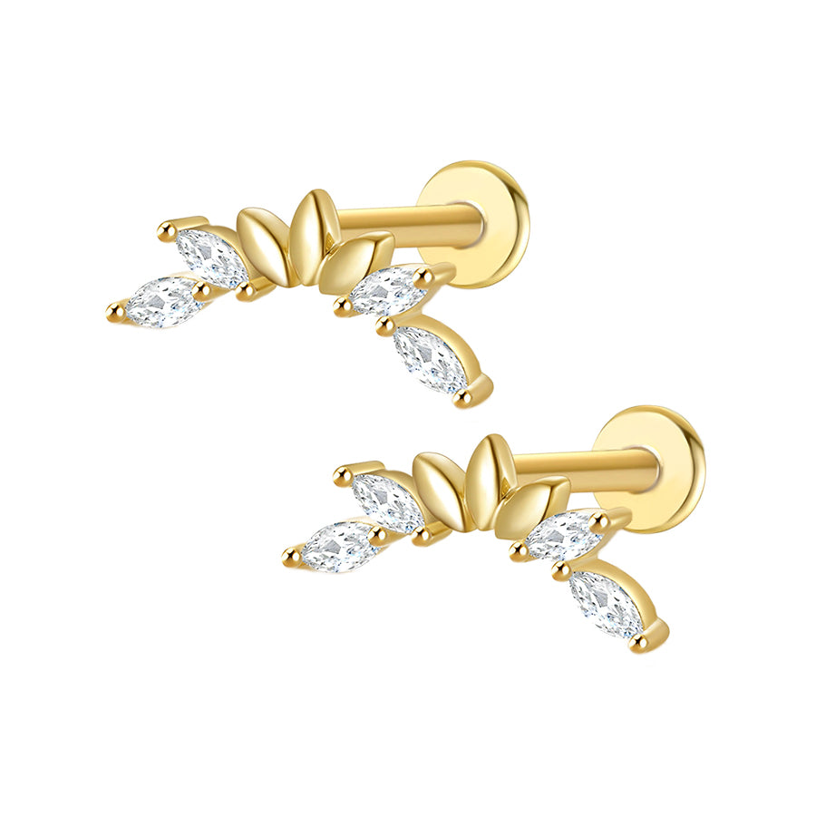 Simple CZ Diamond studded Flat Back Earrings