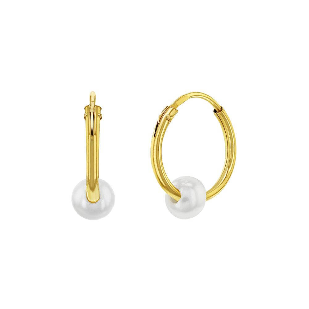 Endless Hoop with Pearl 8-10mm Sterling Silver Baby Children Earrings - Trendolla Jewelry