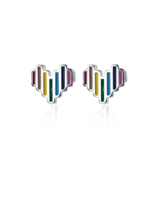 Sterling Silver Colourful Heart Earrings Baby Children Earrings - Trendolla Jewelry