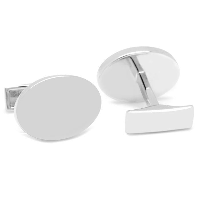 Sterling Silver Infinity Edge Oval Engravable Cufflinks of Trendolla - Trendolla Jewelry
