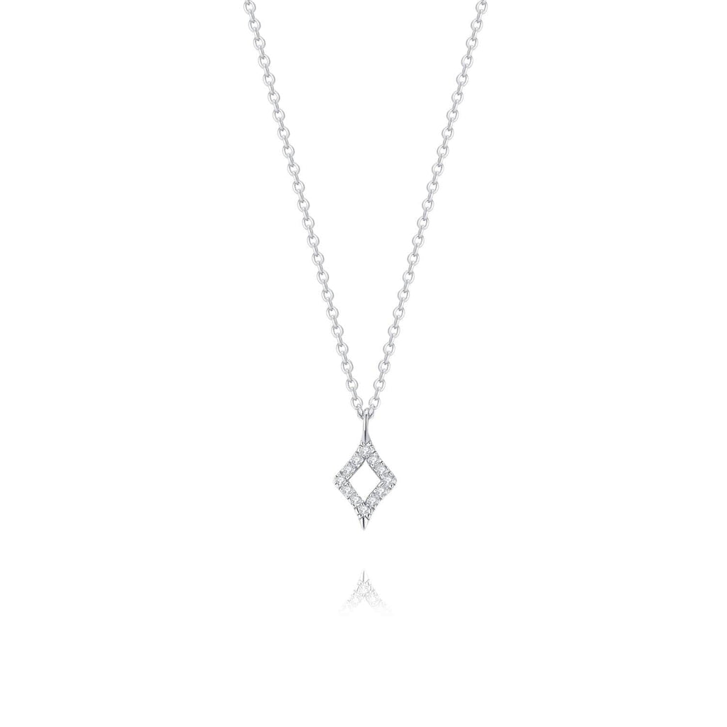 Trendolla Diamonds Rhombic Pendant Necklace Sterling Silver Layer Necklace - Trendolla Jewelry